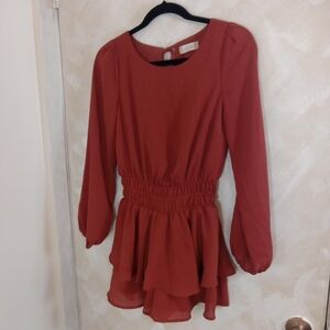 Altar’d State Size XS Ruffled Romper Jumpsuit Long Sleeve